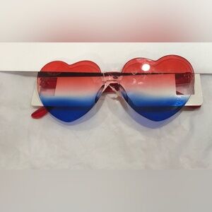 Red white and blue ombre fade heart shaped frameless‎ patriotic sunglasses new